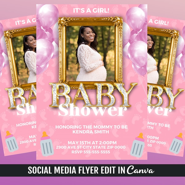 Baby Shower Flyer Template, Baby Shower Invitation Flyer