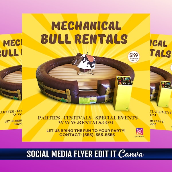 Mechanical Bull Business Card Etsy