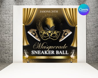 Masquerade back drop template, Masquerade sneaker ball back drop