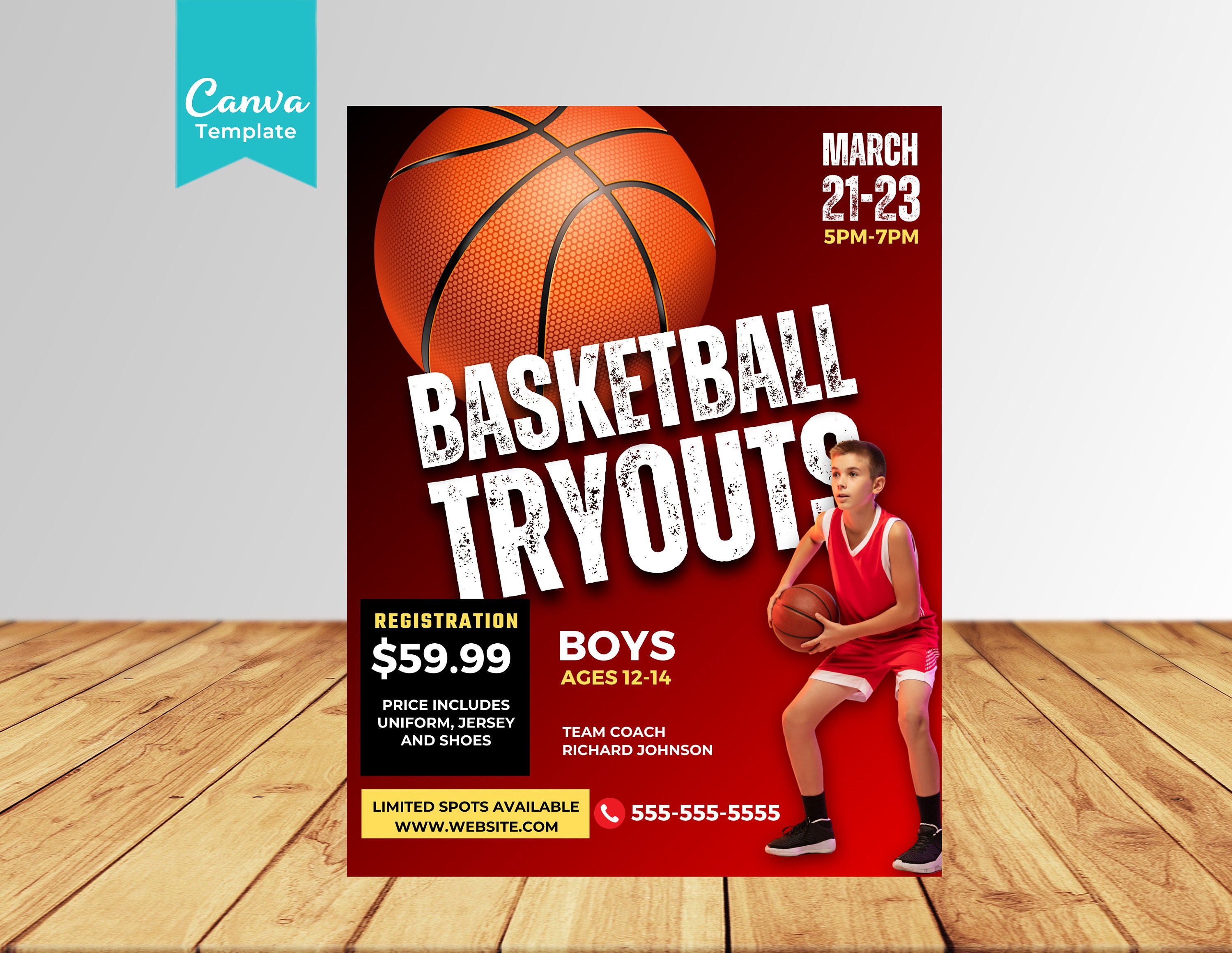 Basketball Tryouts Flyer Template Basketball Flyer Etsy