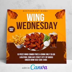 Ulotka Hot Wings, Ulotka specjalna Hot Wings, Ulotka Wing Wednesday, Ulotka promocyjna Hot Wings