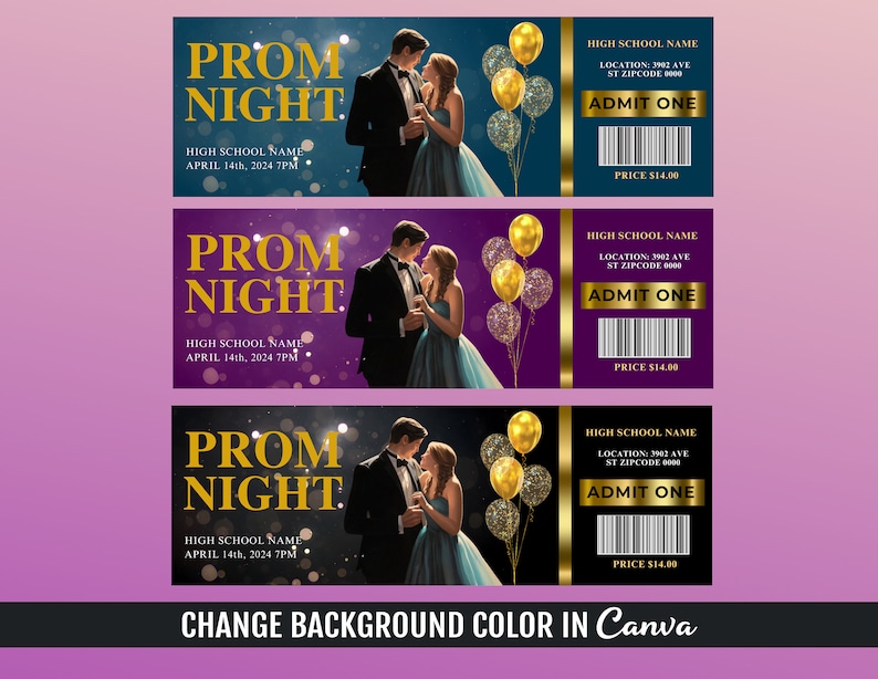 Prom Night Ticket Template - Etsy