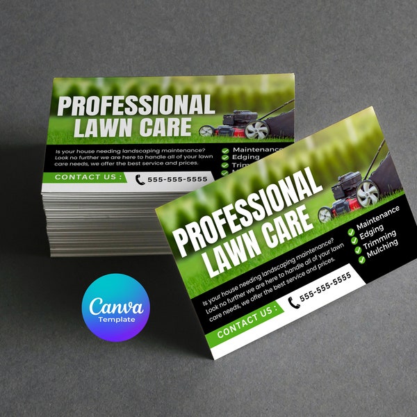 Lawn Care business card Template, Landscaping Business Card Template