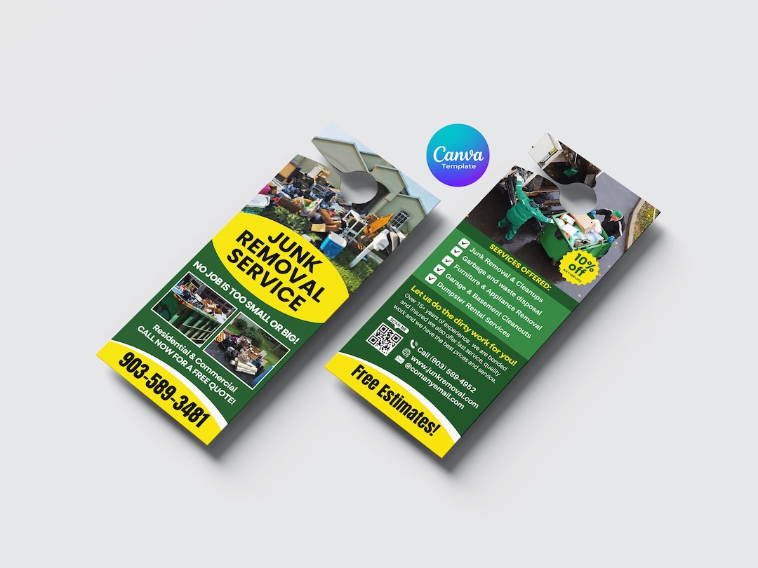 Junk Removal Door Hanger Template, Junk Removal Business Door Hanger