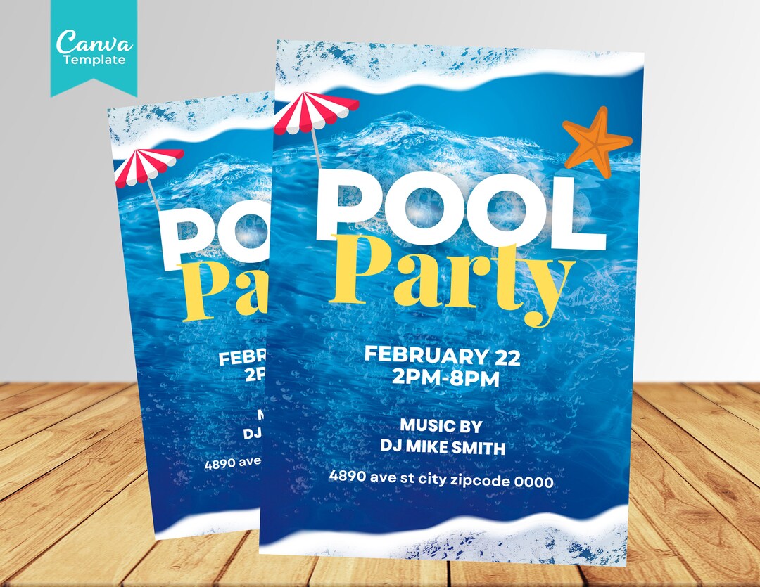 Pool Party Flyer Template - Etsy