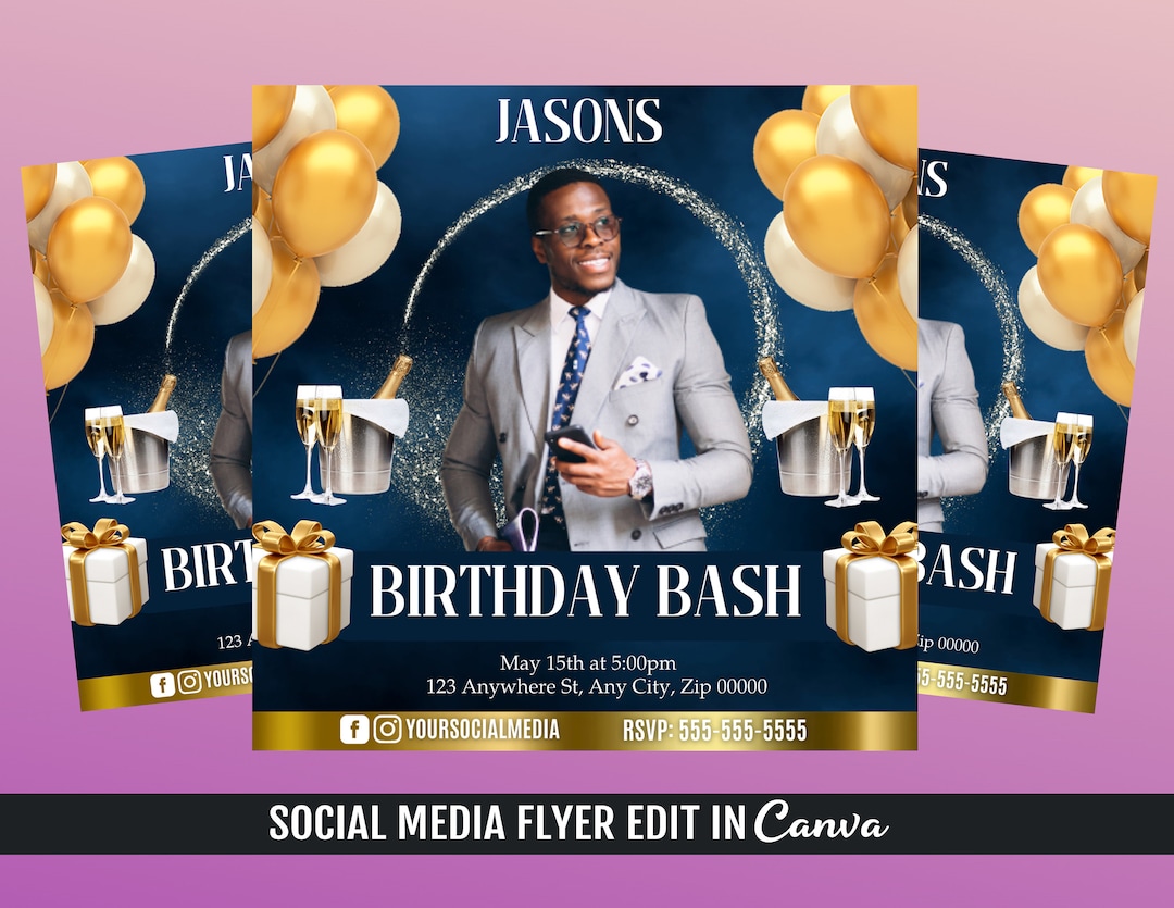 Birthday Bash Flyer Template Birthday Bash Flyer Invitation - Etsy