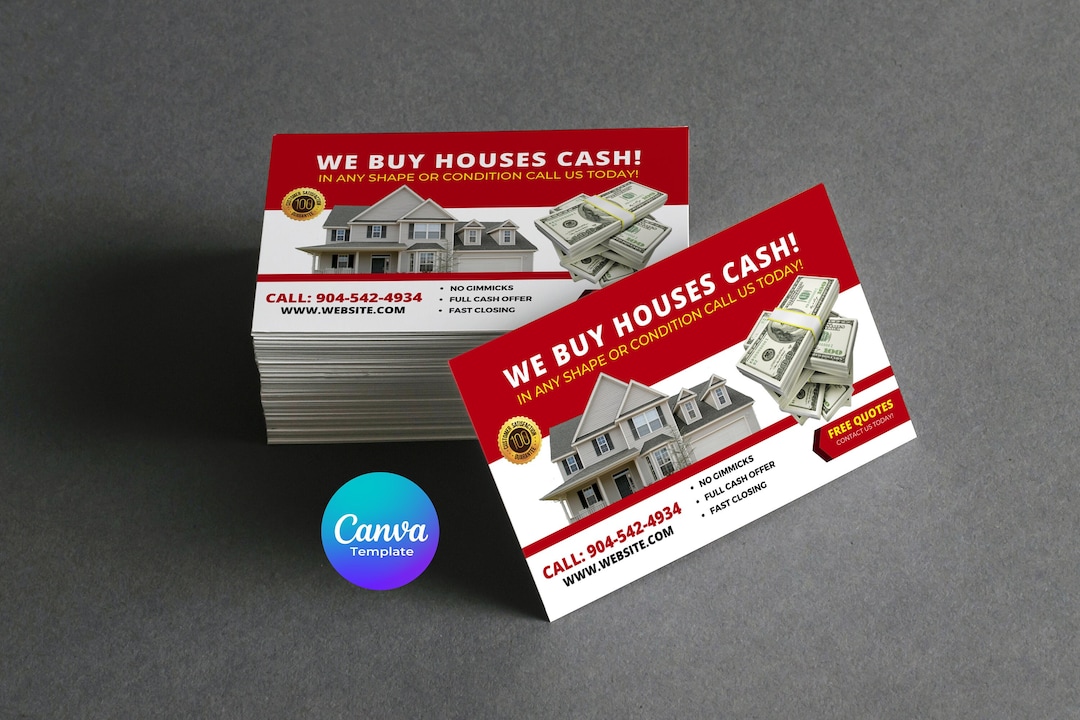 We Buy Houses Business Card Template Etsy