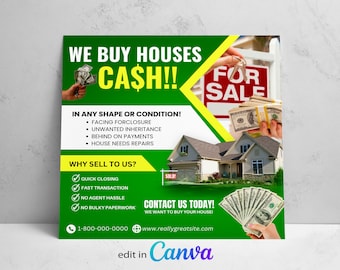 We buy houses flyer template, We buy houses social media flyer template, We buy houses cash flyer
