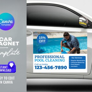 Pool Cleaning Services Car Magnet Template