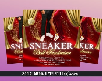 Plantilla de volante de Sneaker Ball Folleto de recaudación de fondos de Sneaker Ball Folleto benéfico de Sneaker Ball
