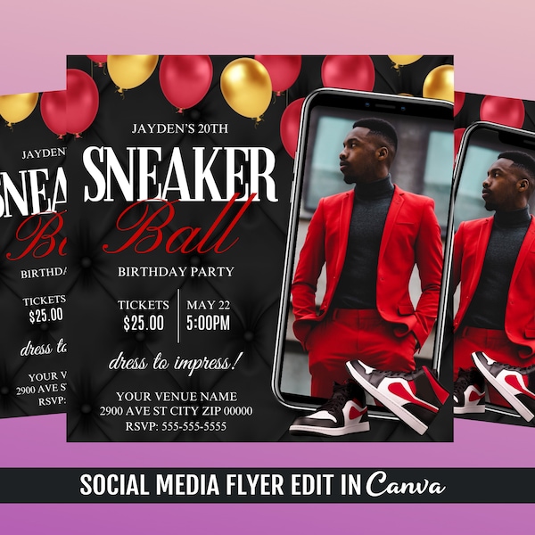 Sneaker Ball Flyer, Sneaker ball birthday invite