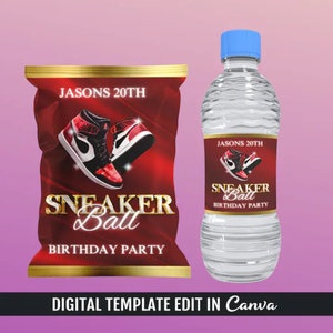 Sneaker Ball Chip Bag Template and Water Bottle label Template