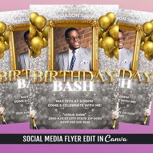 Birthday Bash Flyer Template, Birthday Flyer Invitation