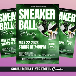 Sneaker Ball Flyer Template Green and Black