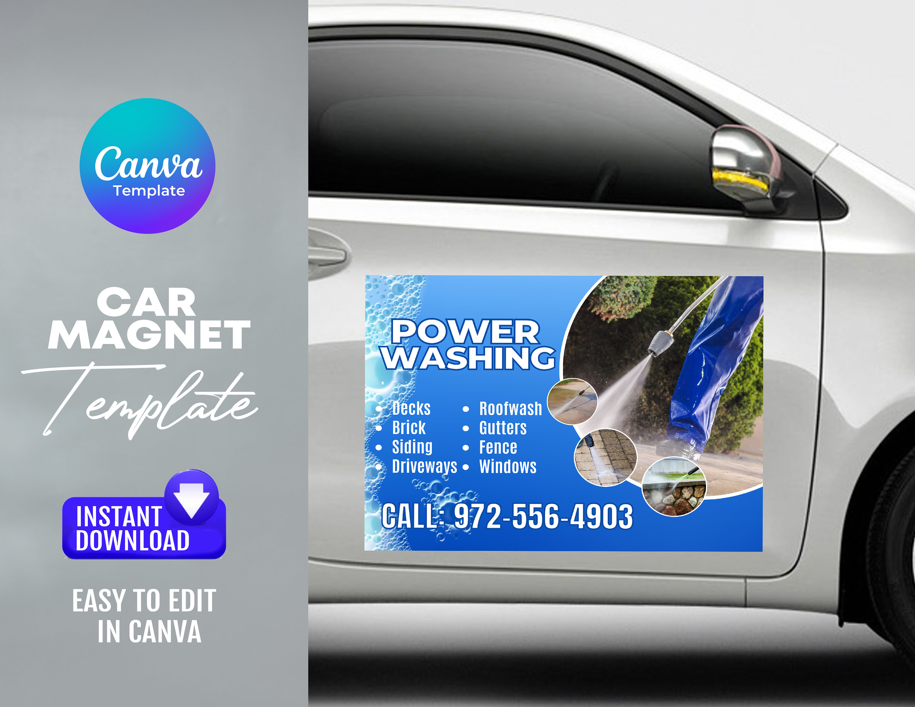 Pressure Washing Car Magnet Template, Power Washing Car Magnet Template 