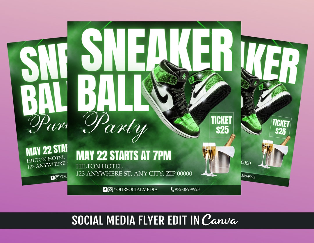 Sneaker Ball Flyer Template Green and Black - Etsy