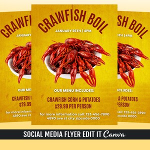 Crawfish Boil Flyer Template Etsy