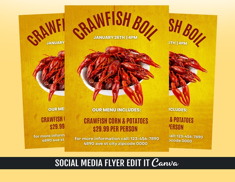 Crawfish Boil Flyer Template Etsy Crawfish Boil Flyer Template Etsy
