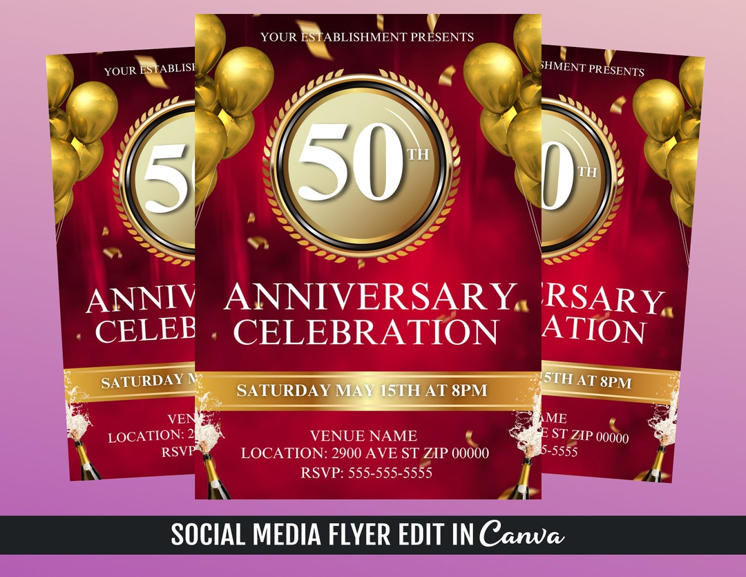 Anniversary Flyer Template, Anniversary Party Flyer, Anniversary ...