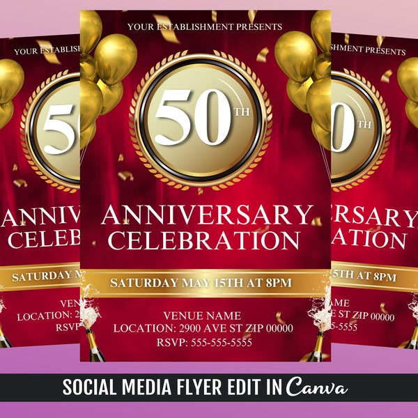 Anniversary Flyer Template, Anniversary Party Flyer, Anniversary Celebration Flyer