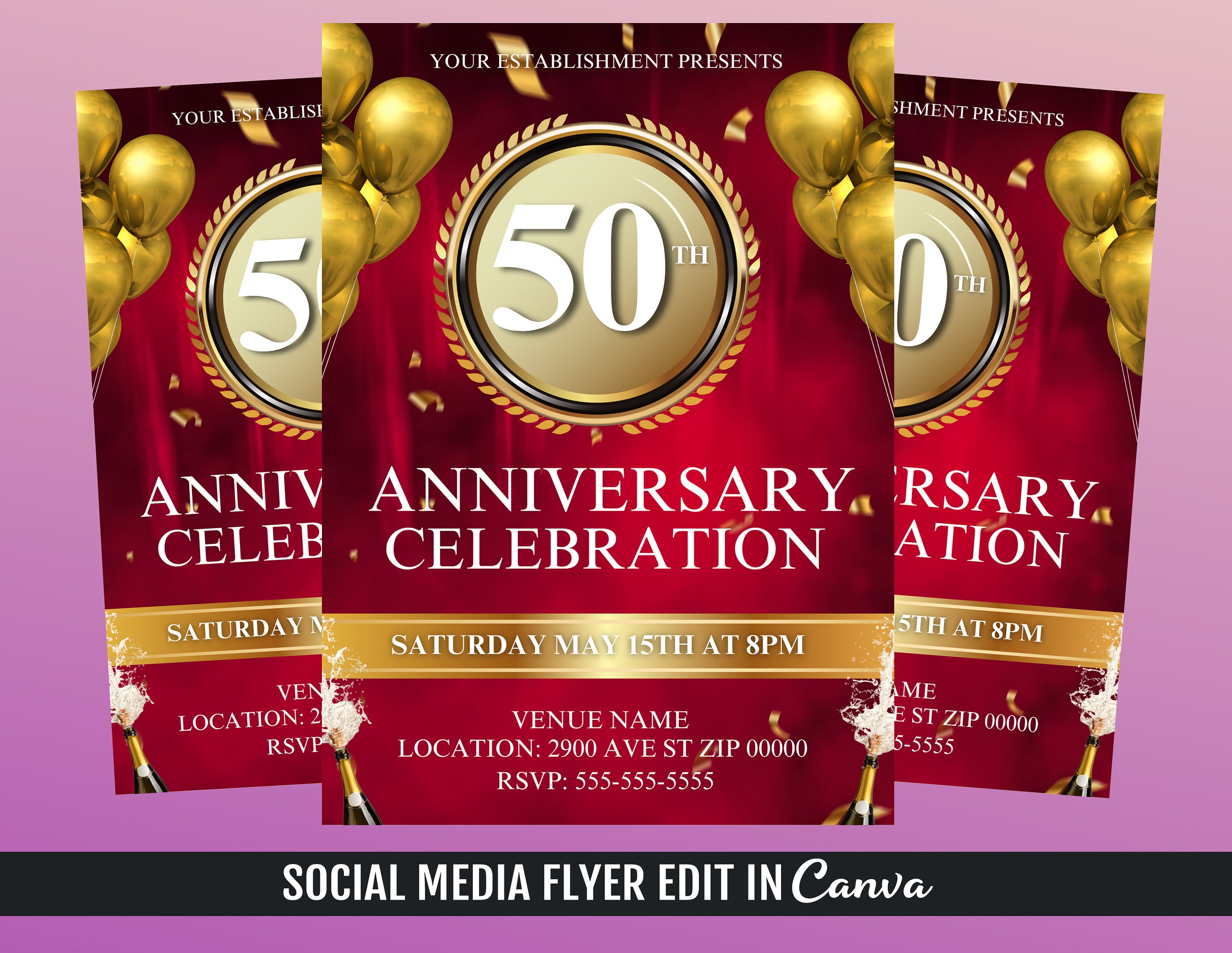 Anniversary Flyer Template, Anniversary Party Flyer, Anniversary Celebration Flyer - Etsy