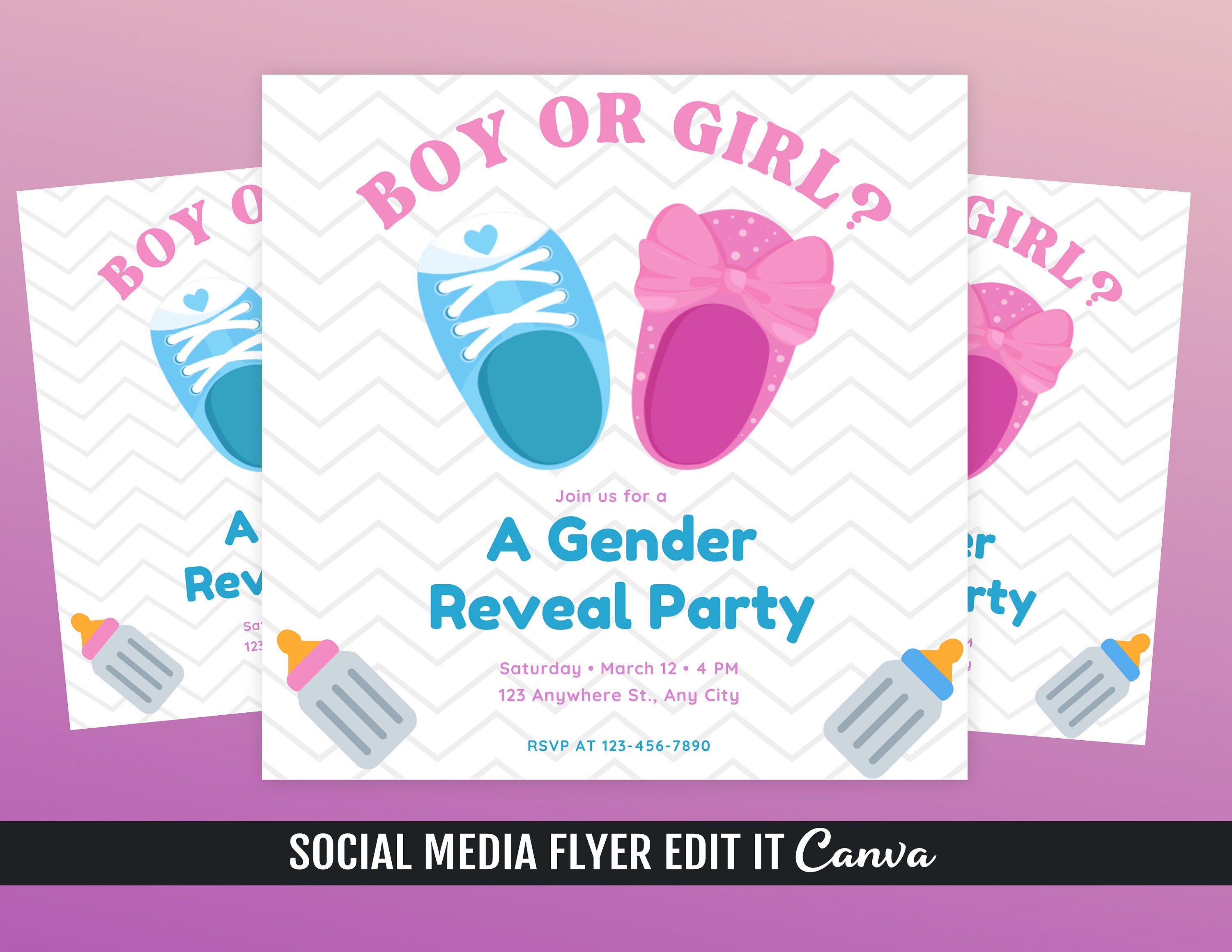 Gender Reveal Flyer Template Etsy