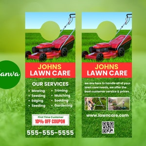 Lawn care door hanger template, Landscaping door hanger template, Lawn Service Door Hanger Template