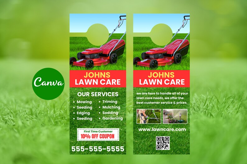 Lawn Care Door Hanger Template, Landscaping Door Hanger Template, Lawn ...
