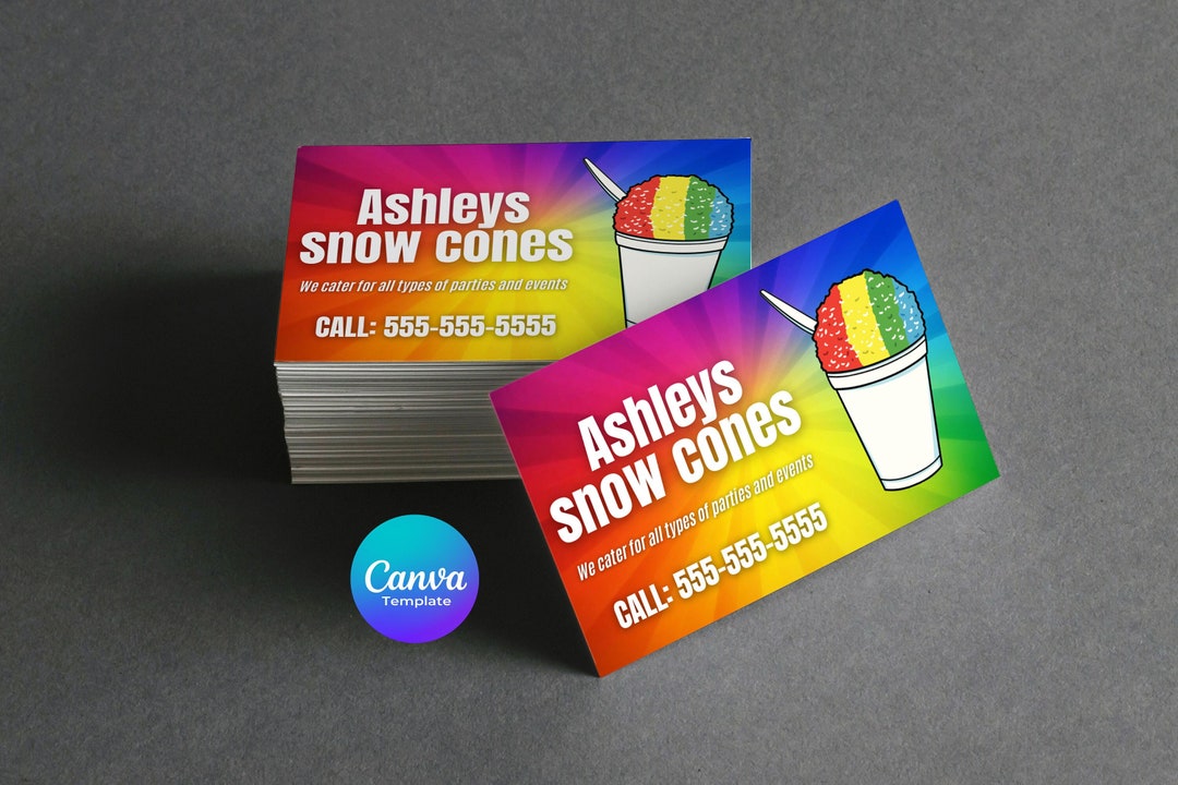 Snow Cone Business Card Template Etsy