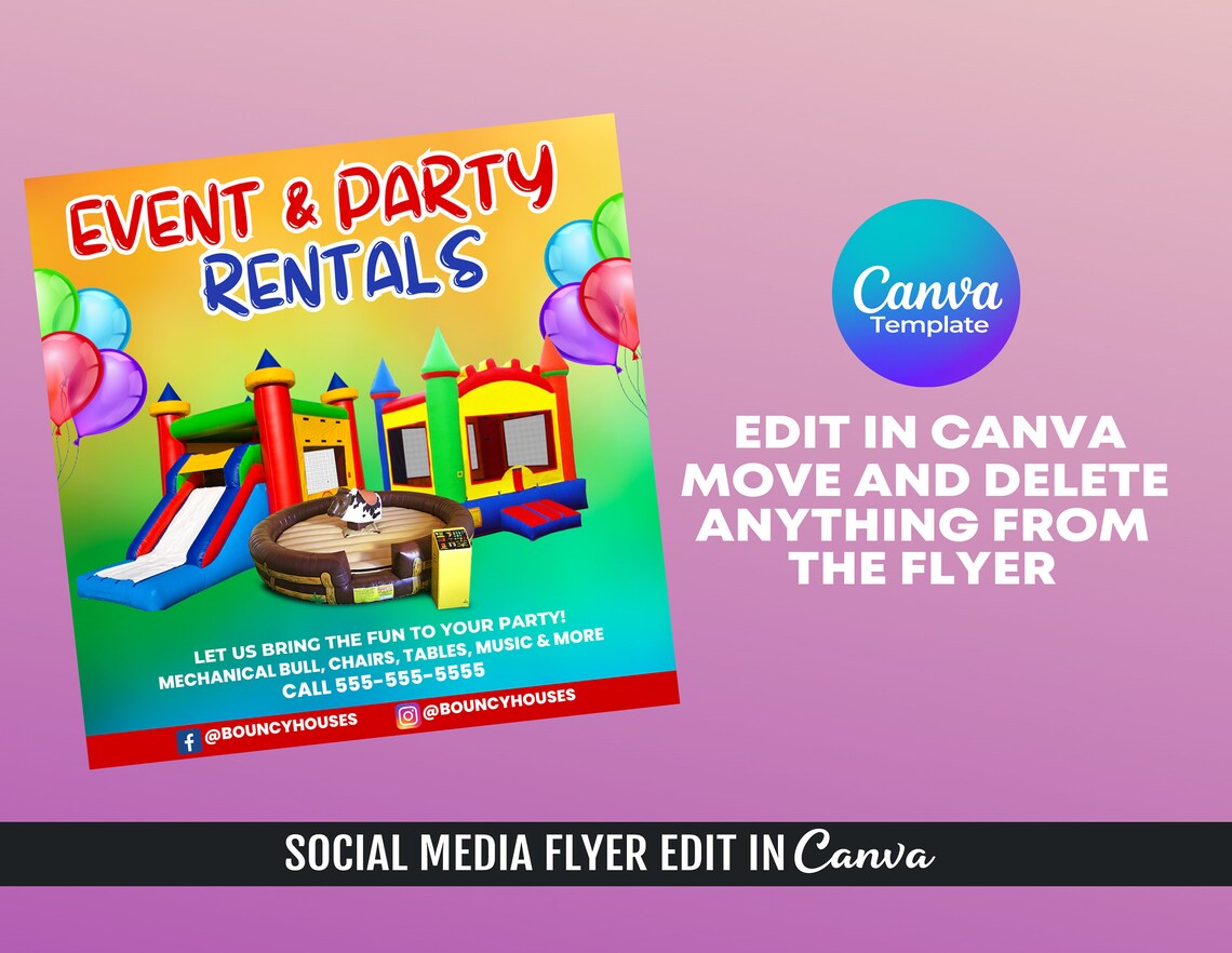 Bounce House Rentals Flyer Template Etsy
