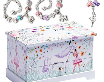 Abi + Olie Ballerina Unicorn Jewelry Box for Girls & Little Girls Jewelry Box - Kids