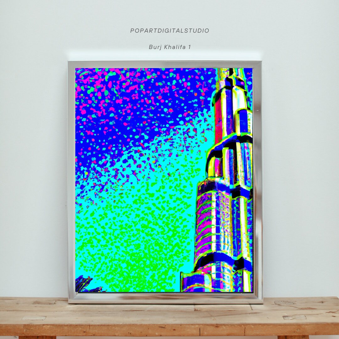 Burj Khalifa, Dubai, UAE, Pop Art, PRINTABLE Instant Download, Home