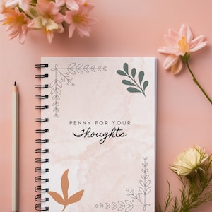 Penny für deine Gedanken Notizbuch, Reflexionsjournal, Gedankentagebuch, Achtsamkeitspraxis, positive Gedanken, Gute Besserungskorb, Selbstfürsorge