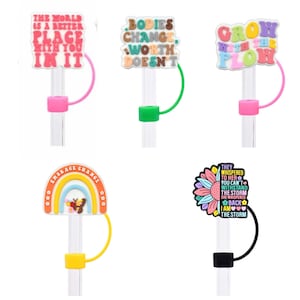 Mental Health Self Empowerment Inspirational Straw Topper for Stanley 40oz Tumbler Straws 10mm Straw Charm Tumbler Decor PACK OF 5