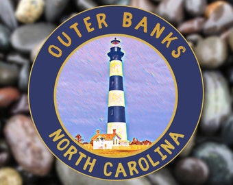OBX Stickers, Outer Banks Art, North Carolina Gifts, Lighthouse Gifts, Sticker for Water Bottle
