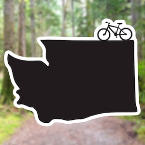 Mountain Bike Sticker, Washington Sticker, Mountain Biking Gift, Cyclist Decal, Adventure Decal