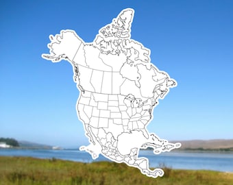 North America Map, USA Canada Mexico Travel Map, Travel Journal Sticker, Places I’ve Traveled Sticker