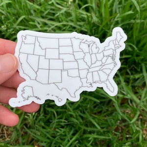 State Stickers, Travel Stickers, US Map Sticker, Where I've Been Sticker, 50 States Sticker