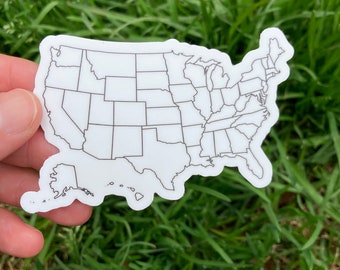 State Stickers, Travel Stickers, US Map Sticker, Where I've Been Sticker, 50 States Sticker