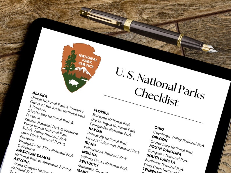 National Parks Checklist, National Park Printable, Bucket List Travel, US National Parks List