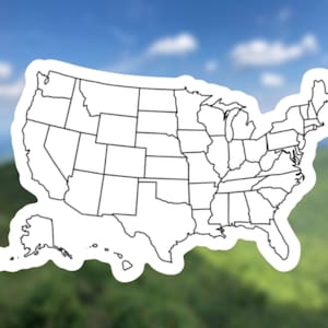 US Map Sticker, States Sticker, Road Trip Sticker, Where I&#39;ve Traveled Map