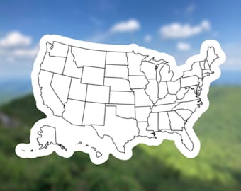 US Map Sticker, States Sticker, Road Trip Sticker, Where I've Traveled Map