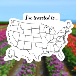 USA Travel Tracker Map, Travel Journal Sticker, USA Travel Map Sticker, Places I’ve Traveled Sticker