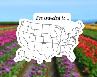 USA Travel Tracker Map, Travel Journal Sticker, USA Travel Map Sticker, Places I’ve Traveled Sticker