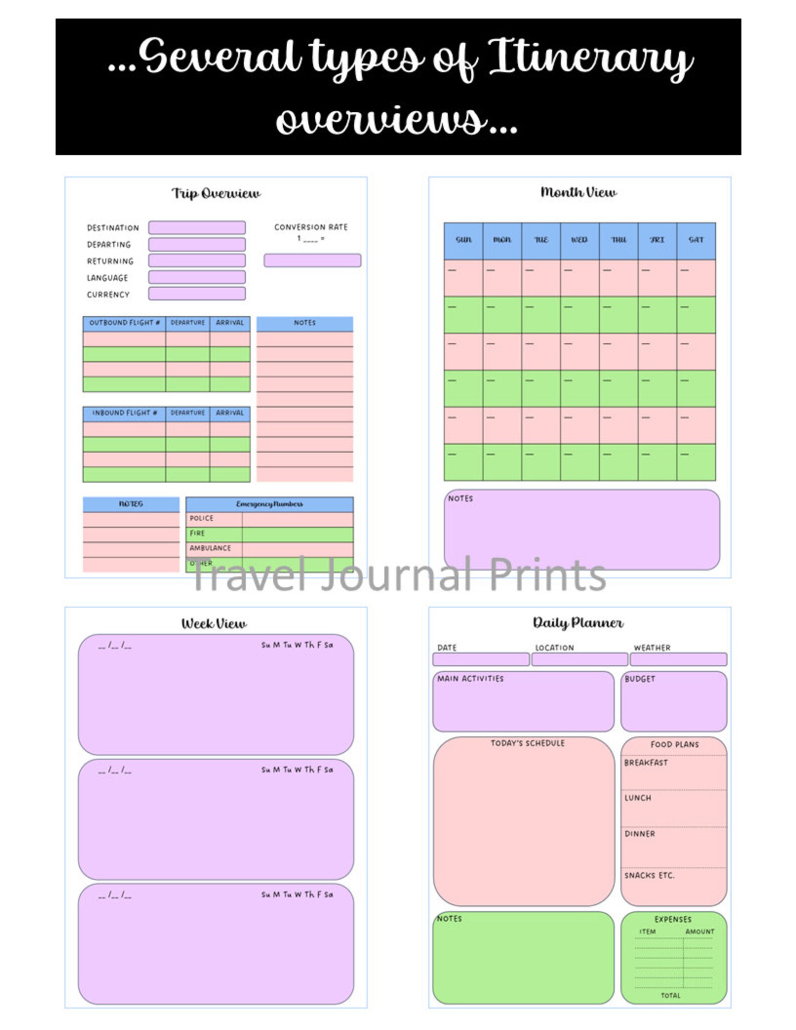 Printable Travel Trip Planner - Etsy