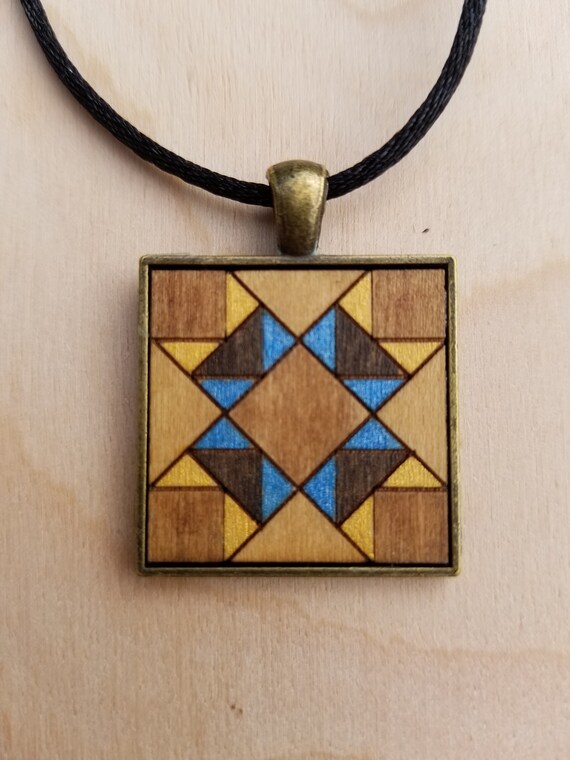 Wooden Quilt Square Pendant northumberland Star Etsy
