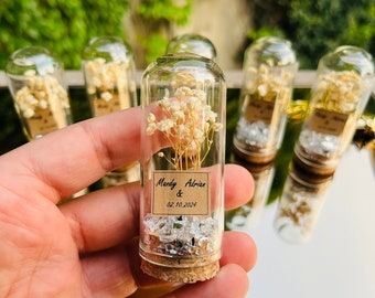 Cadeau de dôme en verre pour les mariages, fiançailles, faveurs de mariage, personnalisé, petit cadeau, baby shower, dôme en verre avec rose