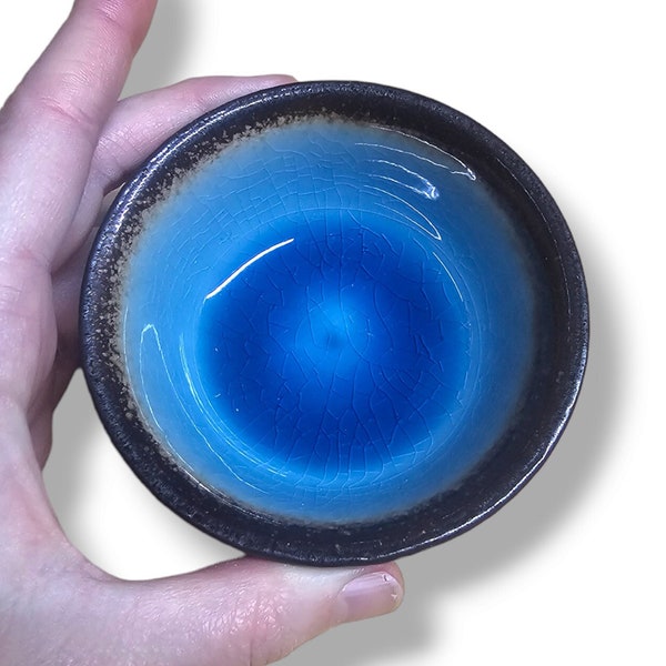 Ceramic Spinning Bowl Blue Crackle