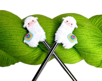 White Llama Knitting Needle Point Protectors Needle Holder(Set of 2)