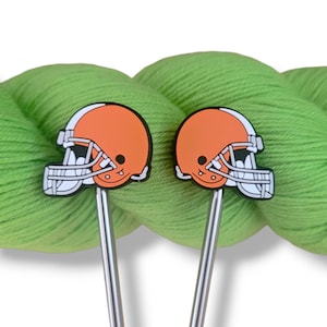 Orange Football Helmet Knitting Needle Point Protectors Needle Holder(Set of 2)